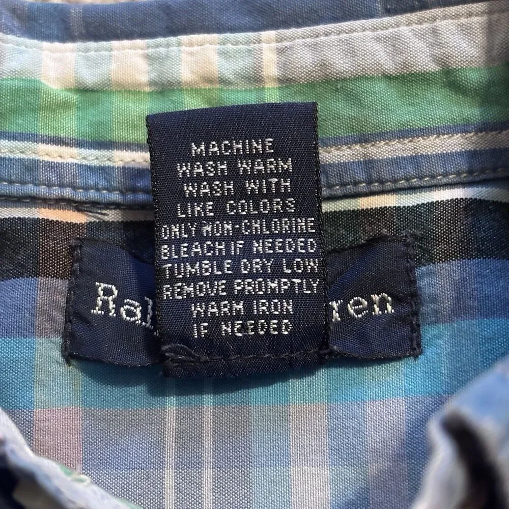 RALPH LAUREN Boys 4T COLORFUL Easter Plaid Button Down Shirt Preppy Classic Sz 4